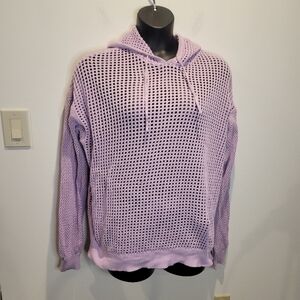 Bp Size L Pastel Purple Open Knit Cotton Beachy Hoodie